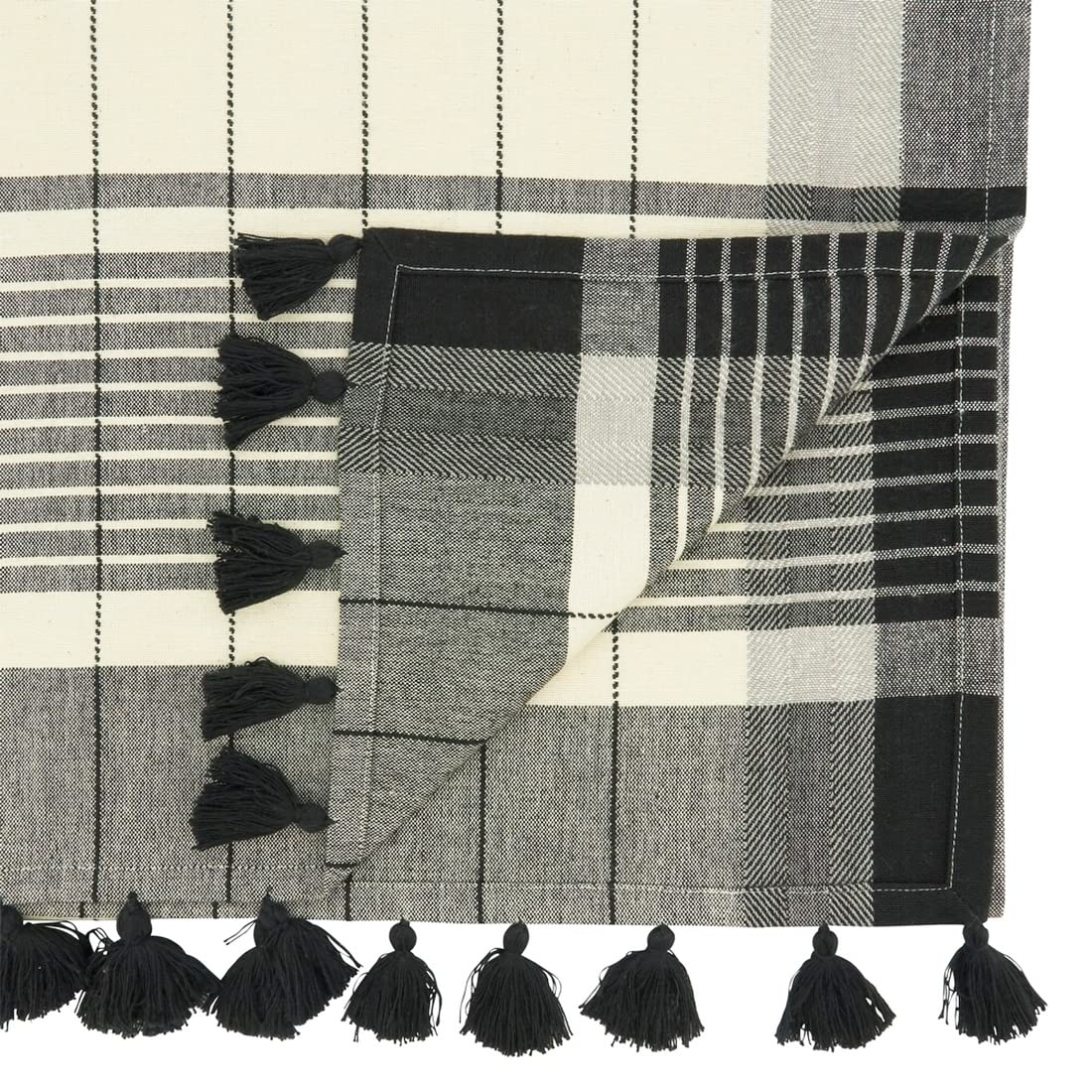 Fennco Striped Tassel Table Runner, 16 × 72 Inch