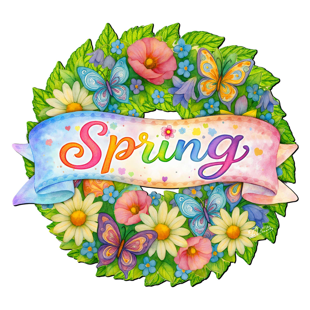 Spring Floral Wreath Door Hanger