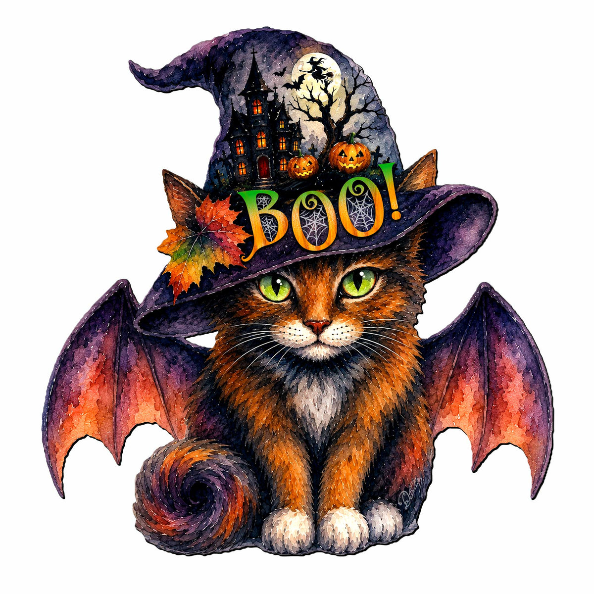 Boo Cat Halloween Wooden Door Hanger
