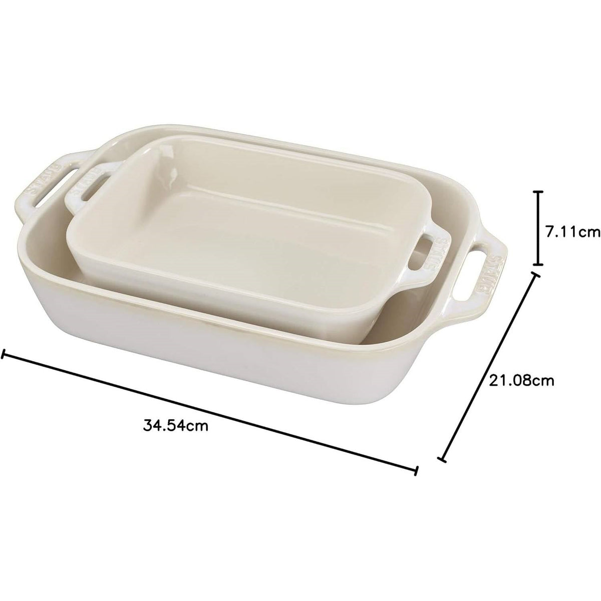 2 Piece Stoneware Baking Dish Set in Ivory Cream Beige