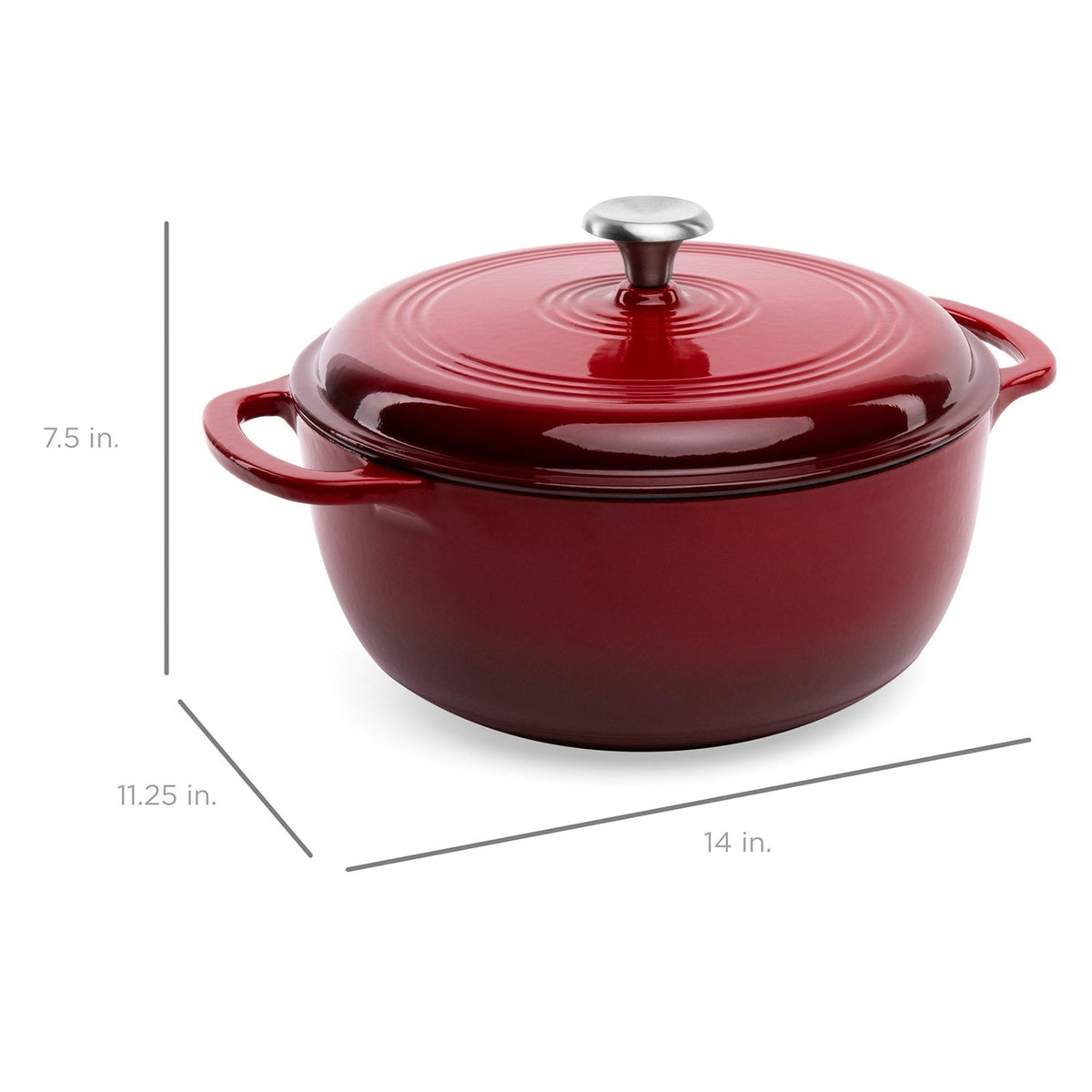 6 Quart Red Enamel Cast-Iron Dutch Oven