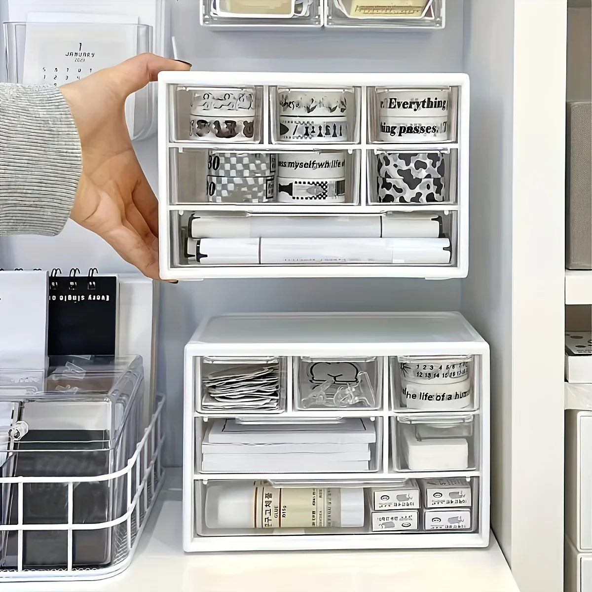 Plastic Desk Organizer with Drawer