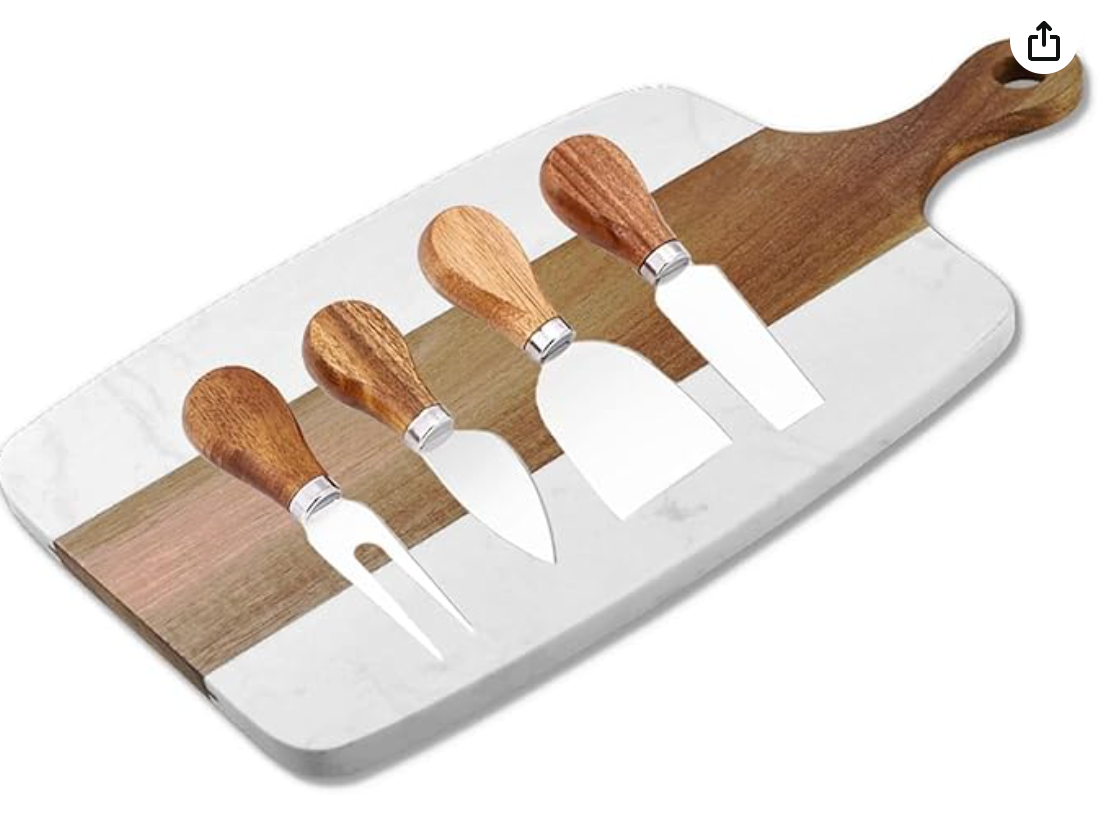 marble and wood engraved cutting board
