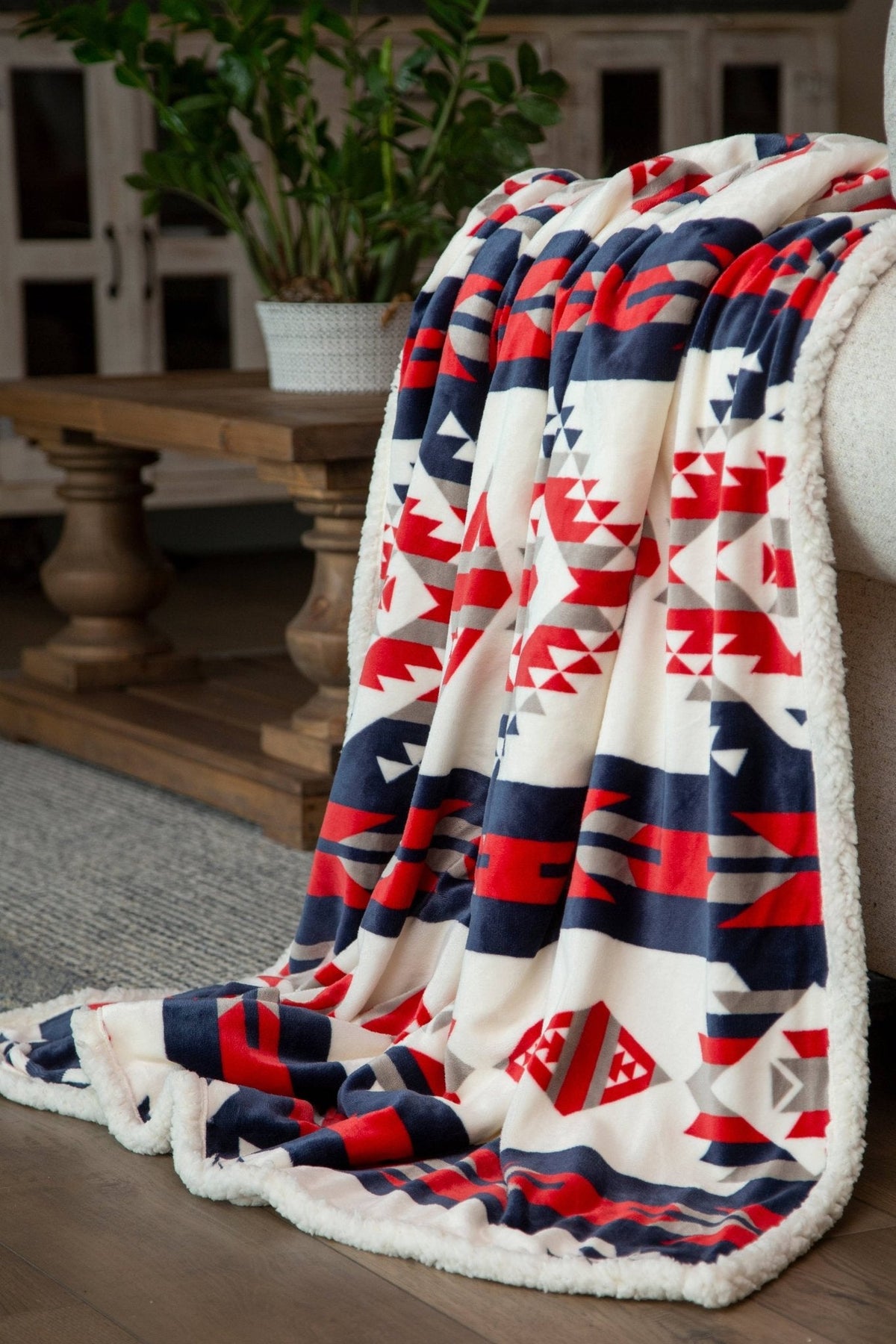Aztec Sherpa Throw Blanket