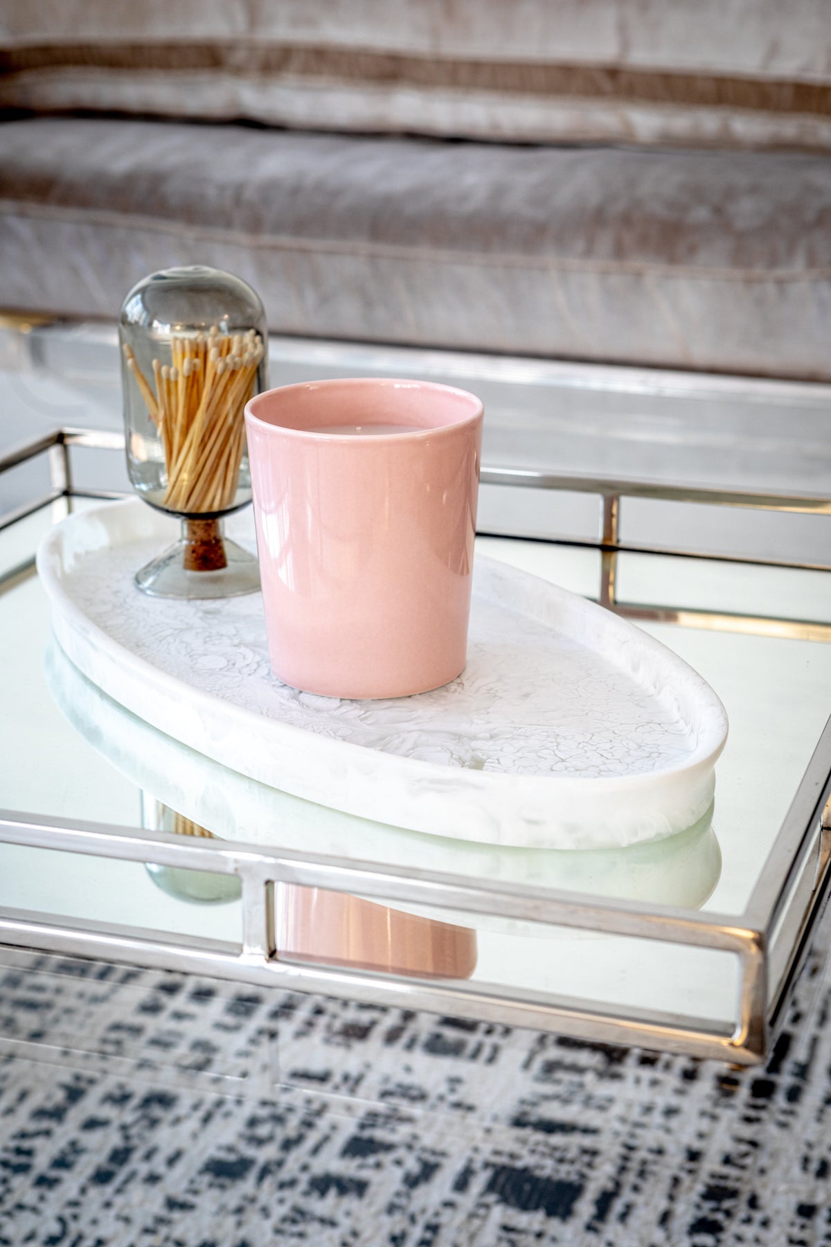 Serving Tray - White Swirl