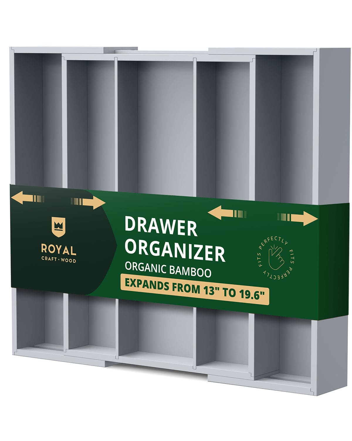 Utensil Drawer Organizer, Gray (5 Slots)