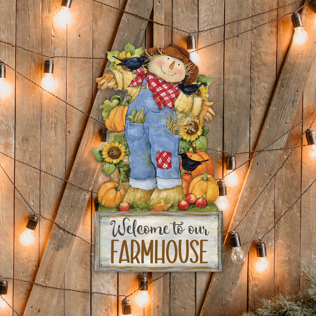 Harvest Scarecrow Welcome Door Hanger