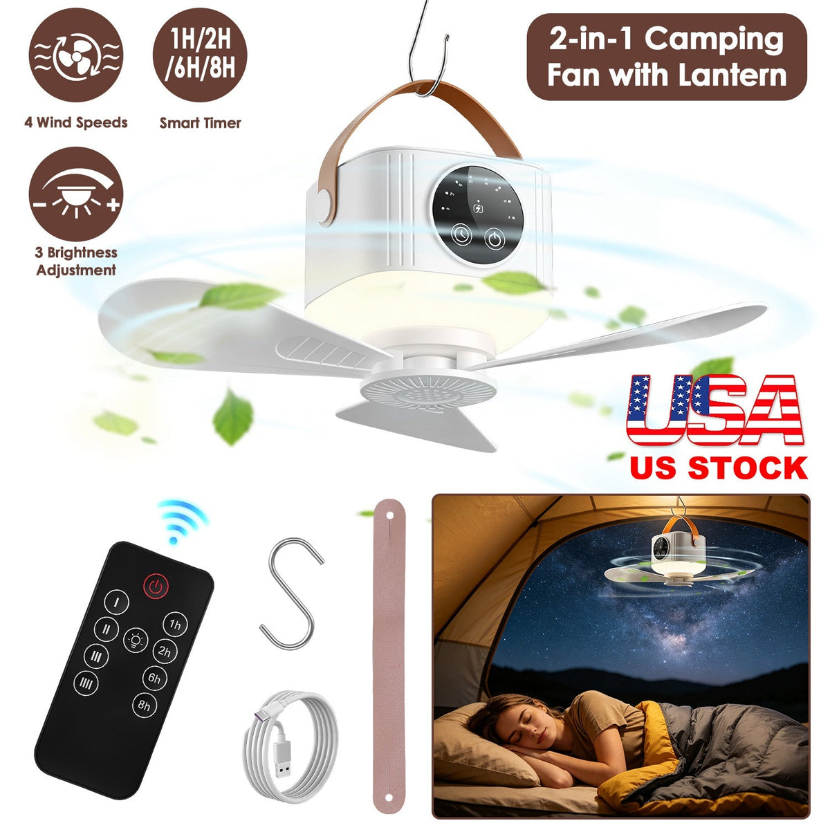 Rechargeable Tent Ceiling Fan