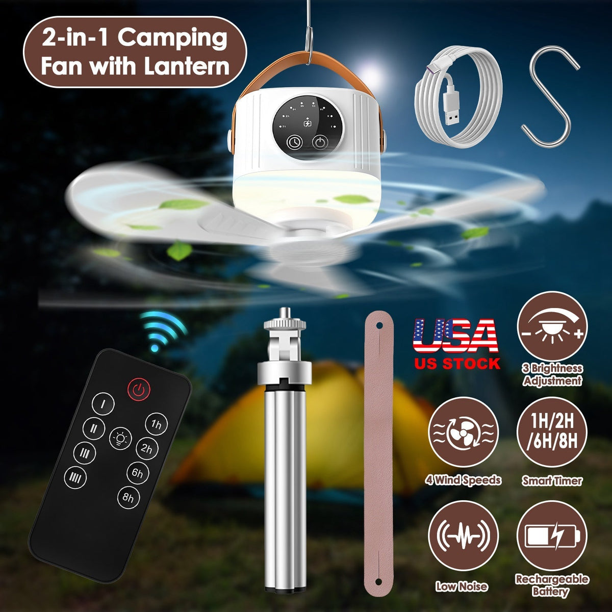 Rechargeable Tent Ceiling Fan