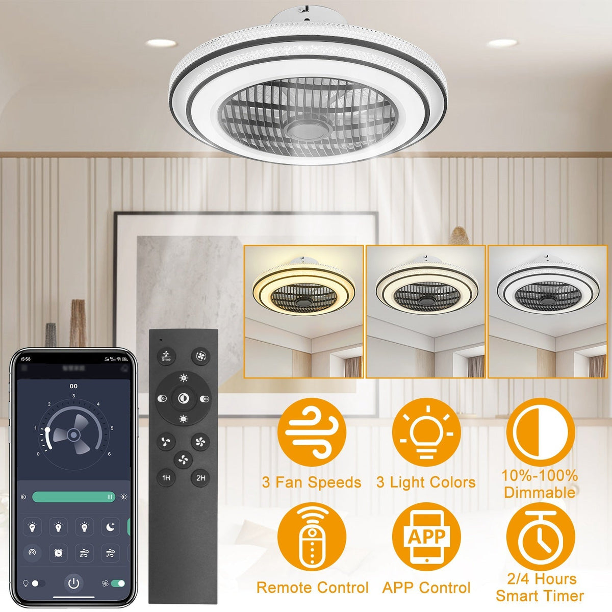20.5-Inch LED Ceiling Fan with Remote