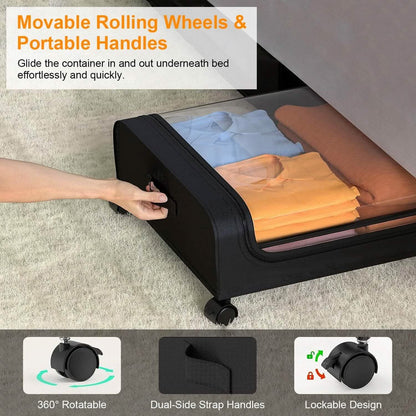 Under-Bed Storage Drawer with Wheels & Clear Window