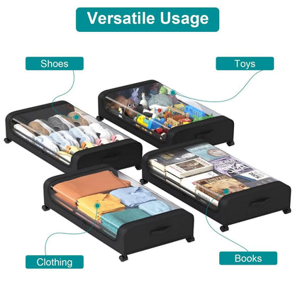 Under-Bed Storage Drawer with Wheels & Clear Window