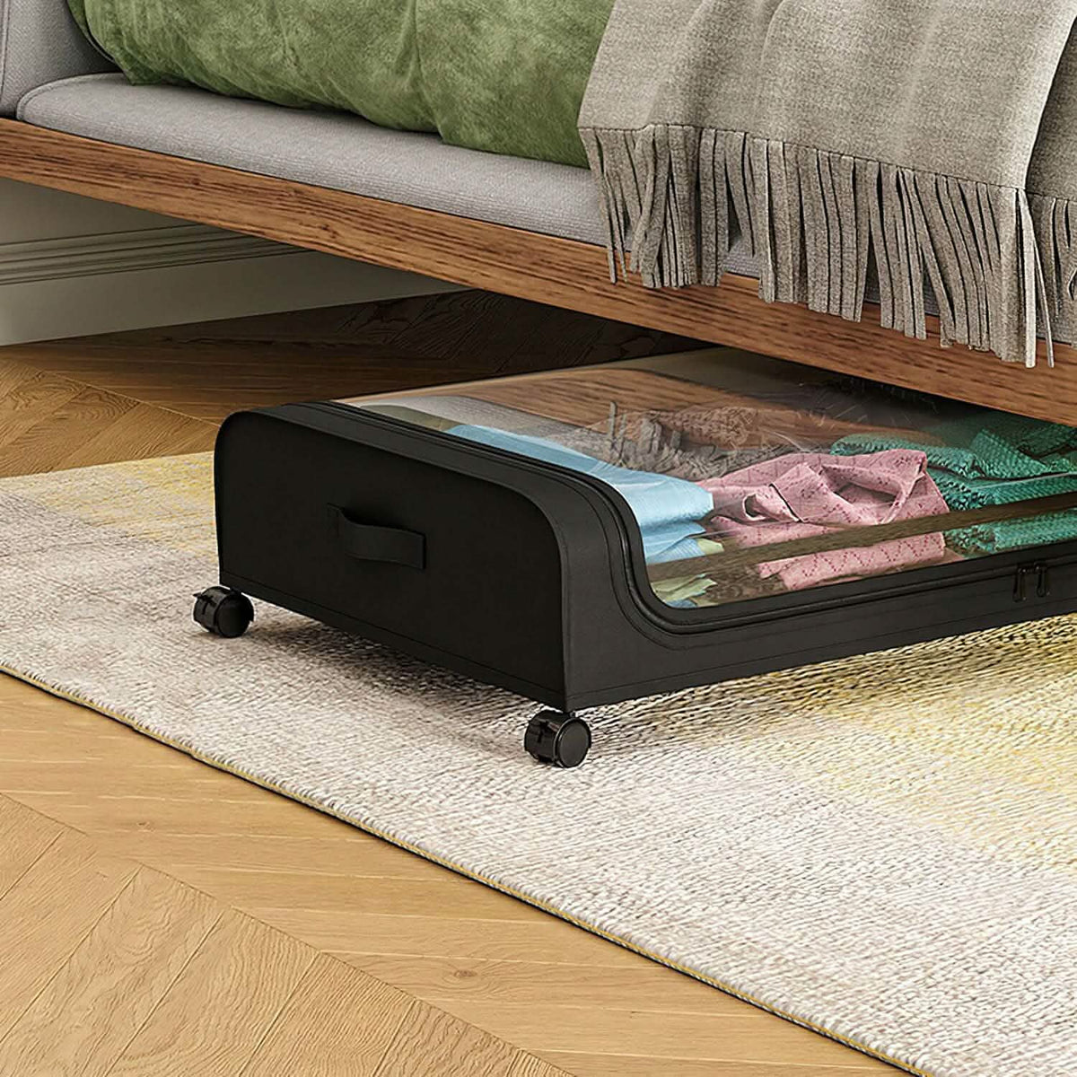 Under-Bed Storage Drawer with Wheels & Clear Window