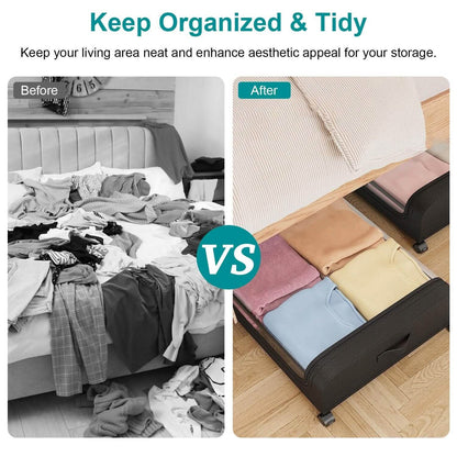 Under-Bed Storage Drawer with Wheels & Clear Window