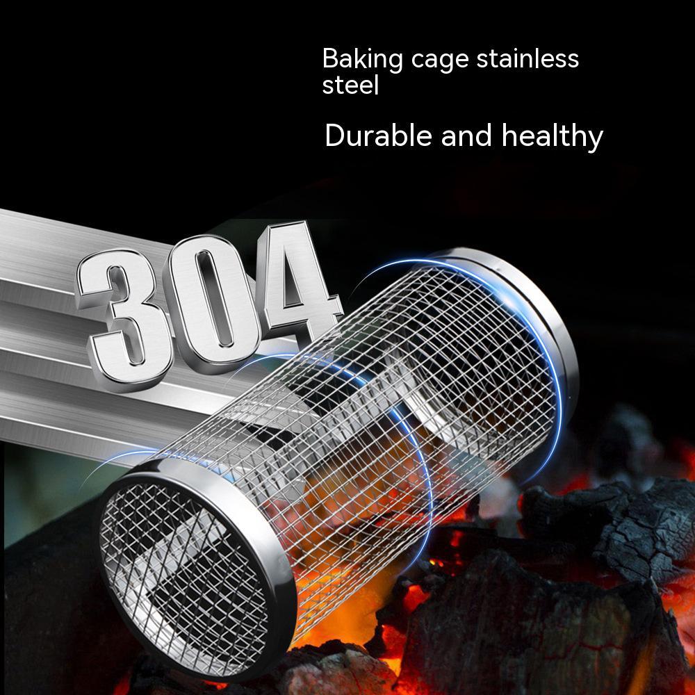 2-Piece Stainless Steel Rolling BBQ Basket Set