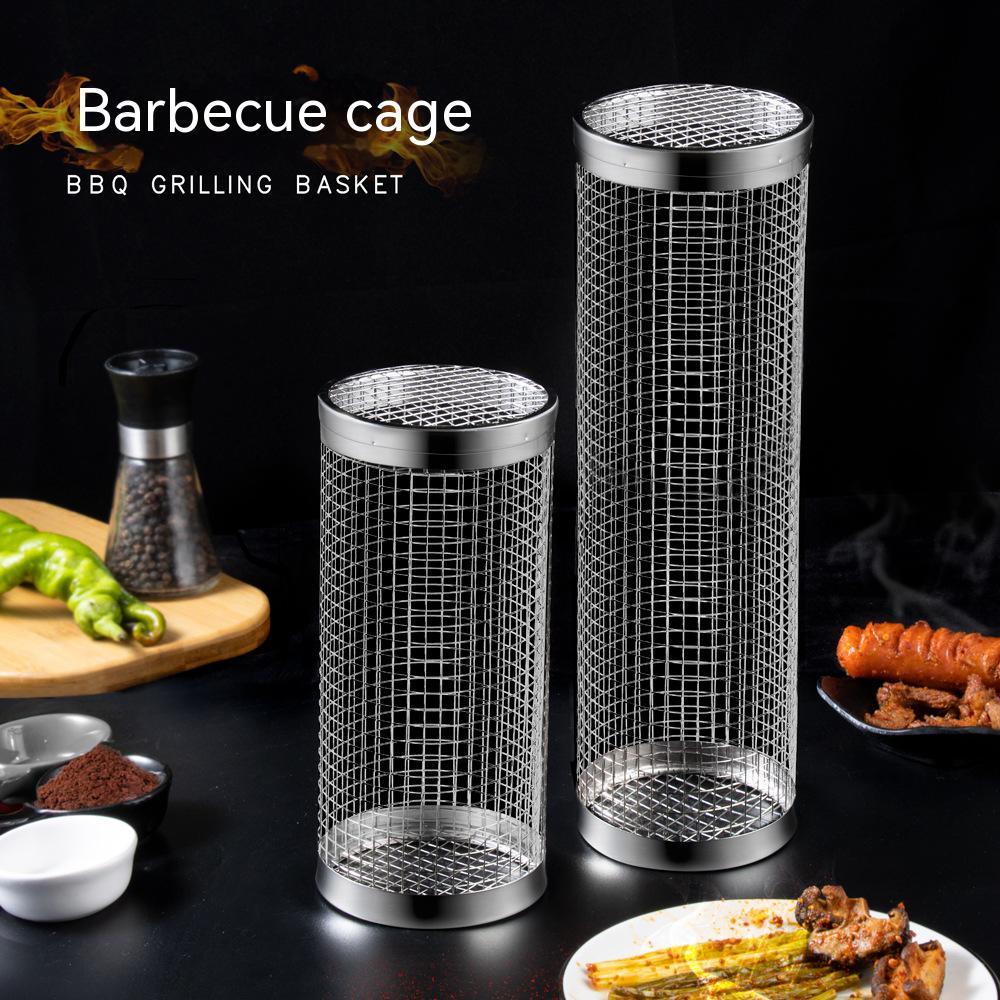 2-Piece Stainless Steel Rolling BBQ Basket Set