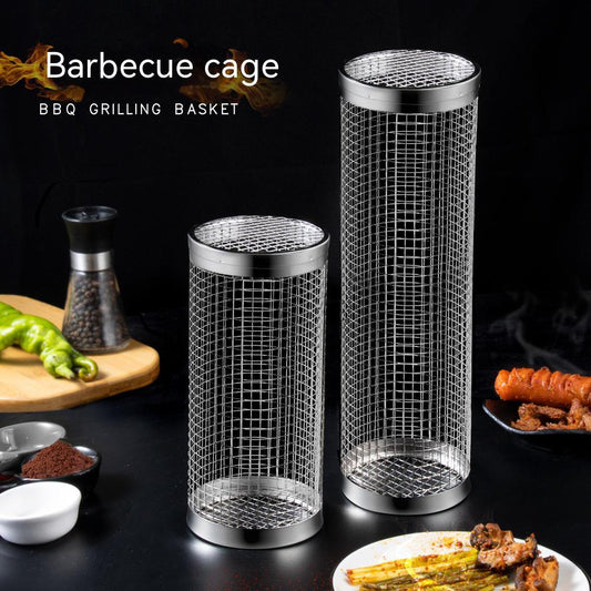 2-Piece Stainless Steel Rolling BBQ Basket Set
