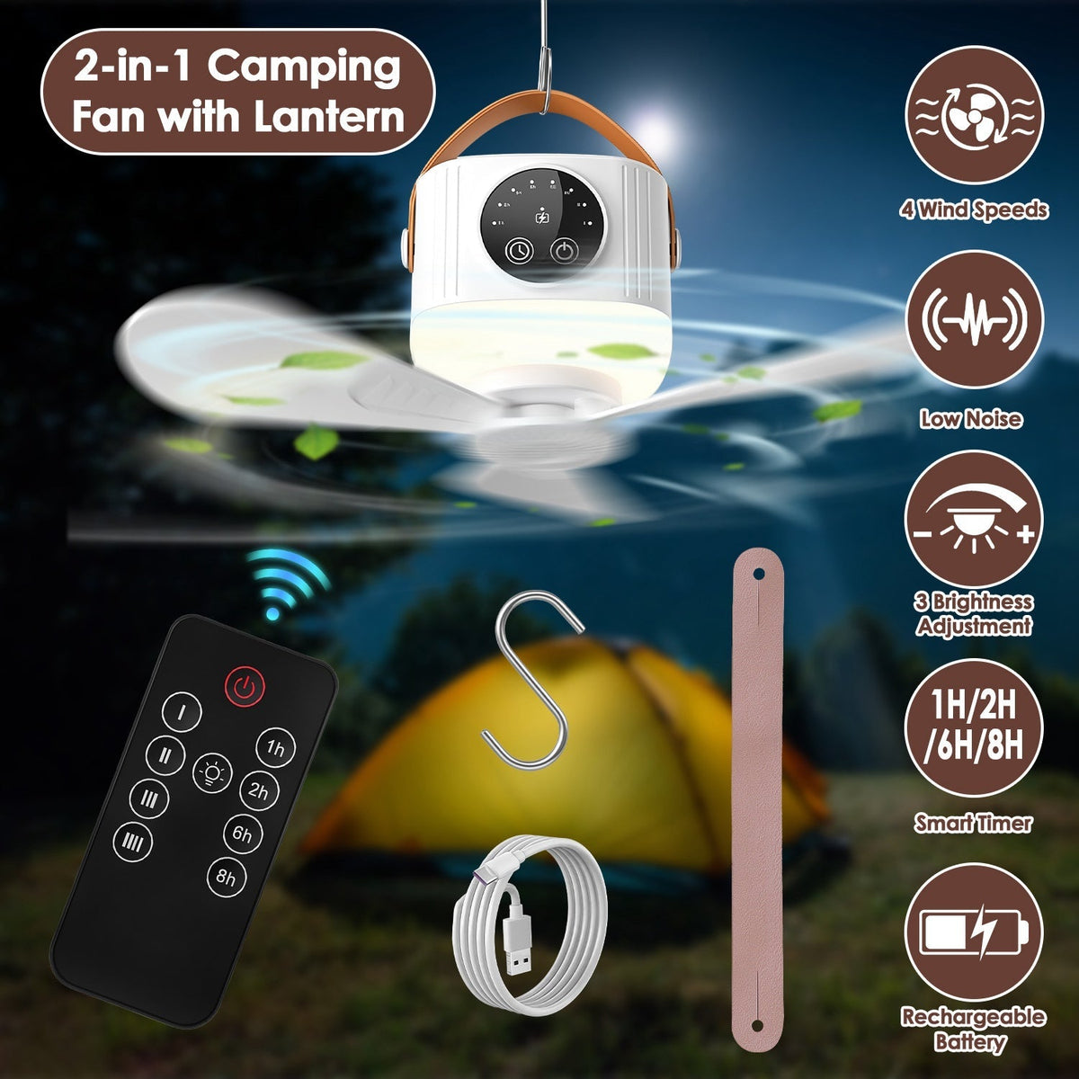 Rechargeable Tent Ceiling Fan