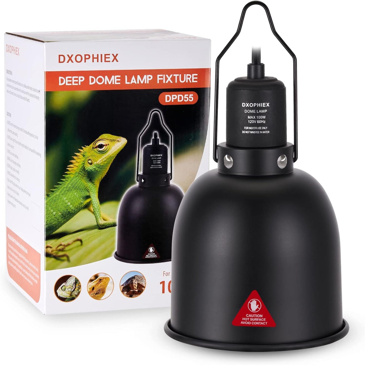 DXOPHIEX Deep Dome Reptile Heat Lamp Fixture
