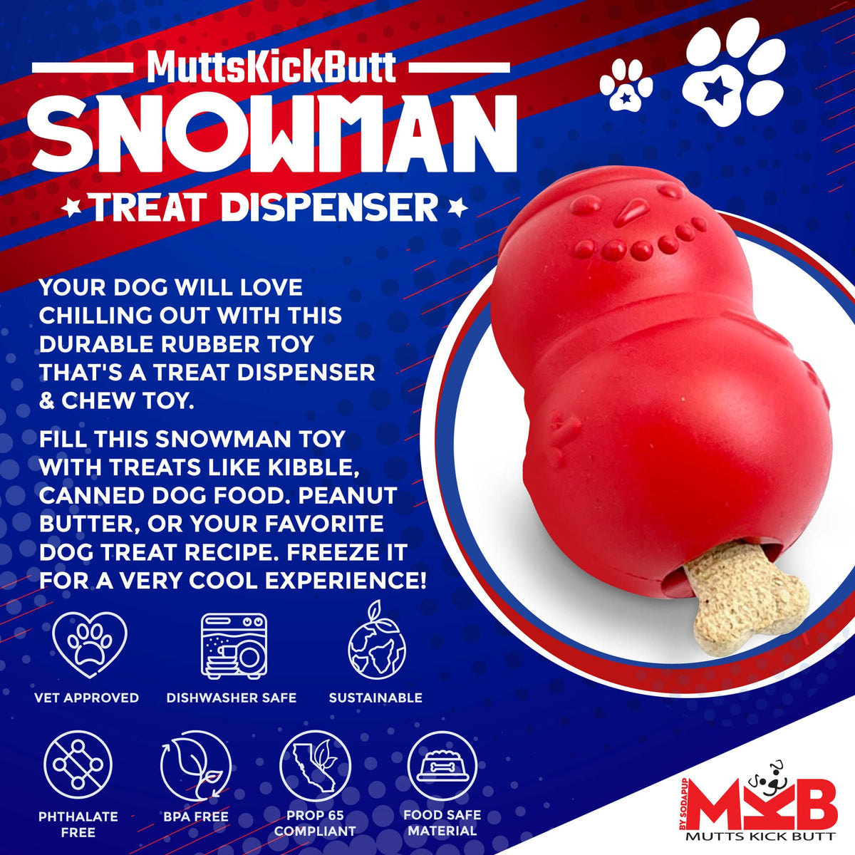 Snowman Dog Toy - Winter Chew Toy for Large Dogs