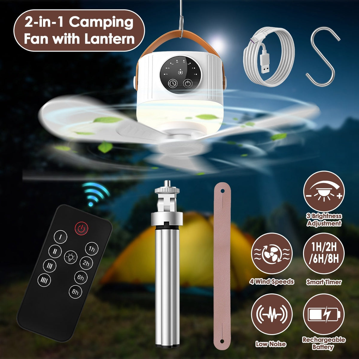Rechargeable Tent Ceiling Fan
