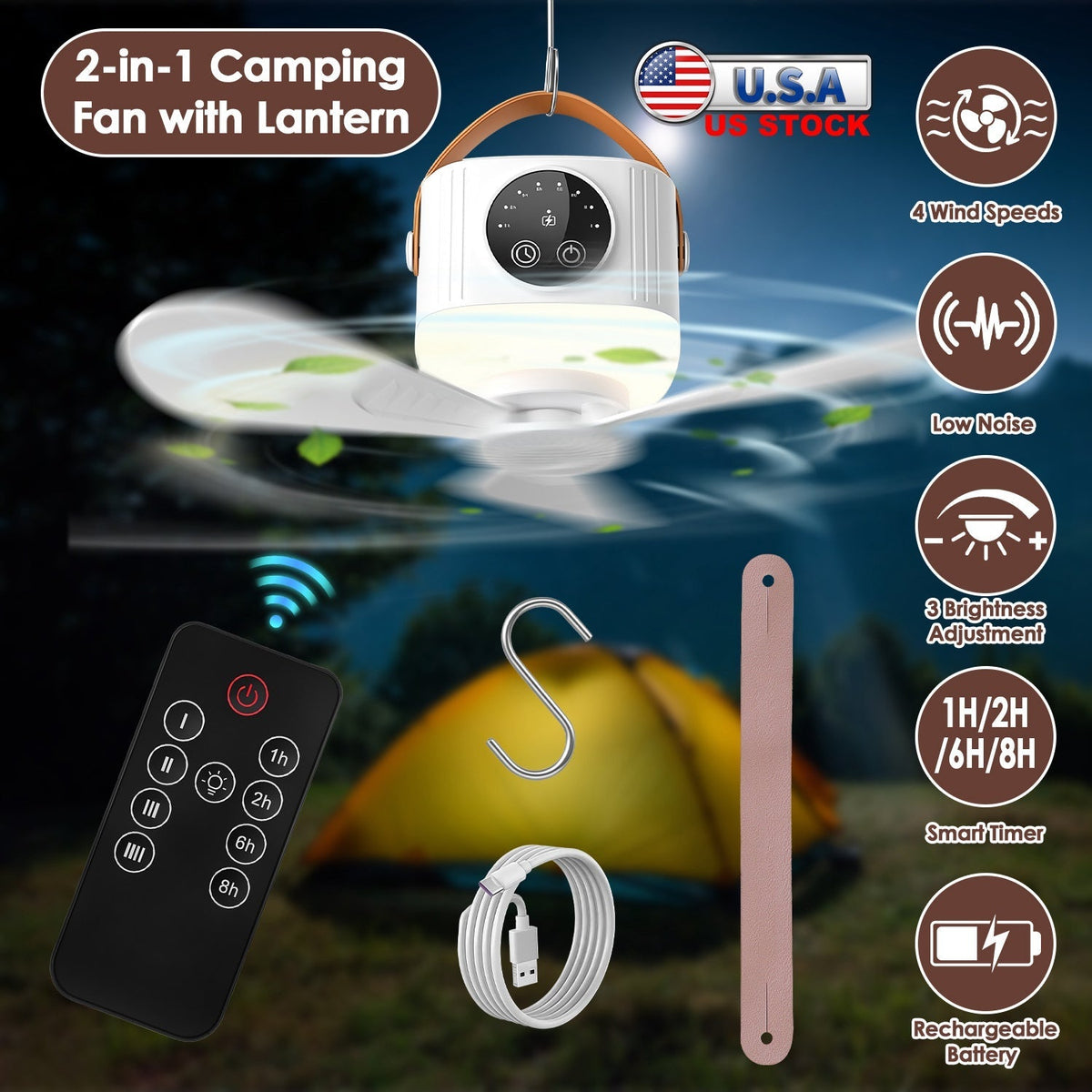 Rechargeable Tent Ceiling Fan