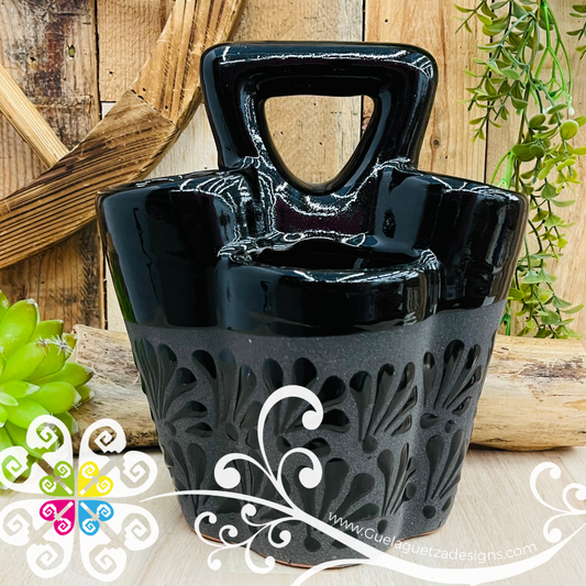 Black Espiga Clay Utensil Holder - Spoon Holder