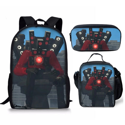 Skibidi Toilet 3-Piece School Backpack Set