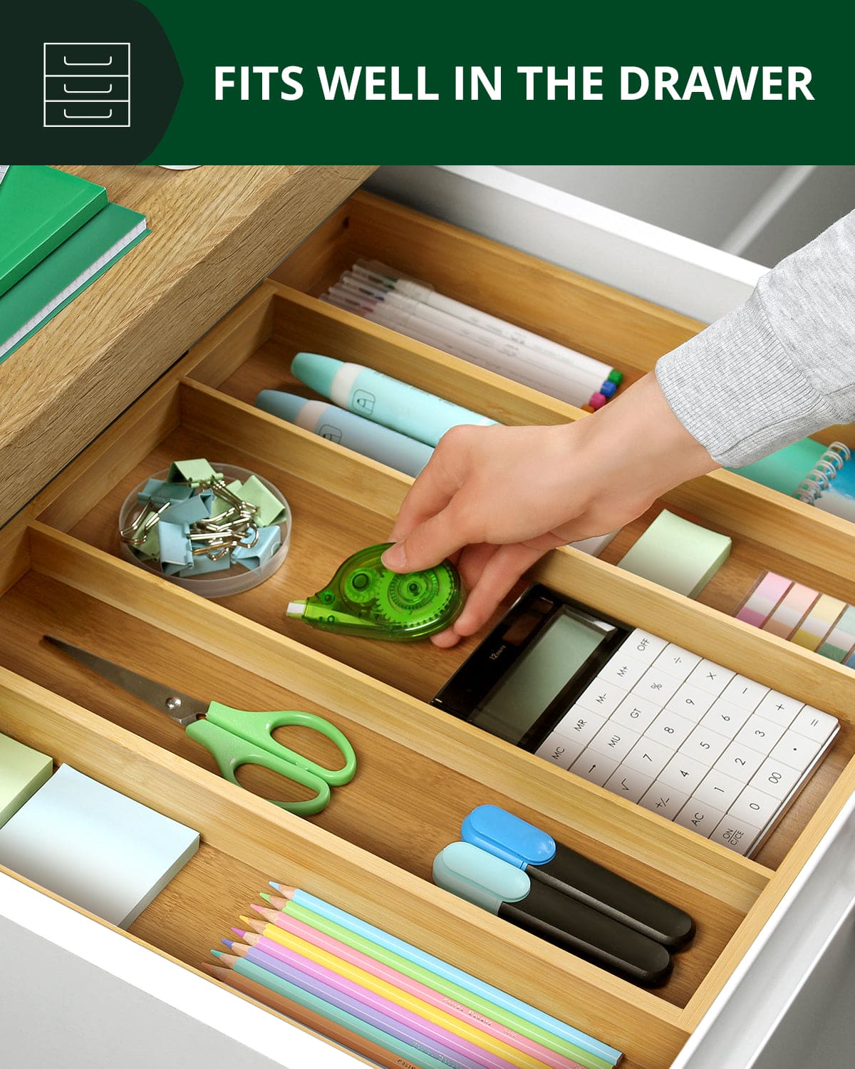 Utensil Drawer Organizer, Natural (5 Slots)