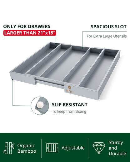 Utensil Drawer Organizer, Gray (5 Slots)