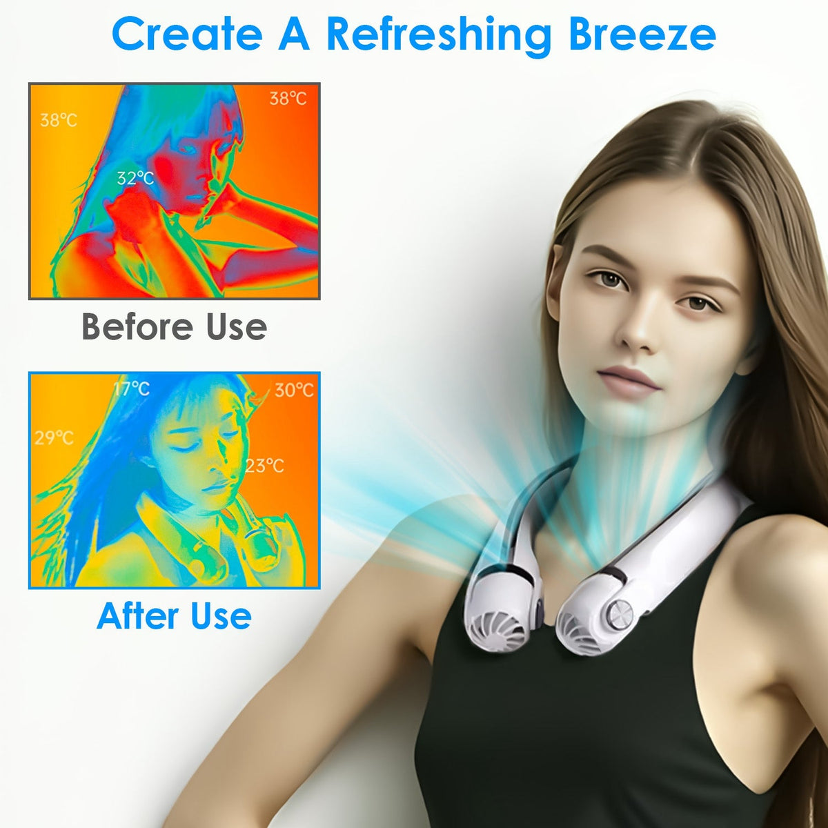 Hands-Free Neck Fan with 3 Speeds