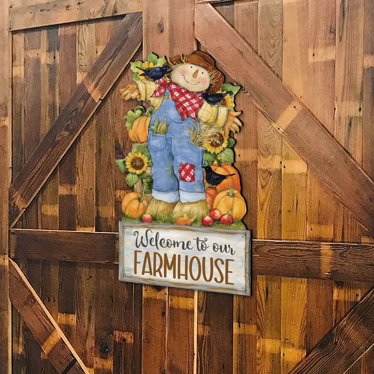 Harvest Scarecrow Welcome Door Hanger