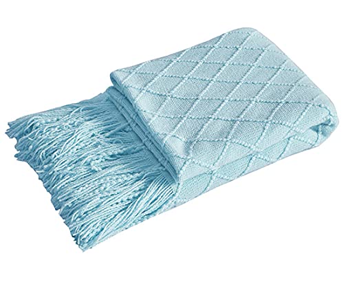 Fennco Diamond Knit Fringe Throw, 50 × 60 Inch