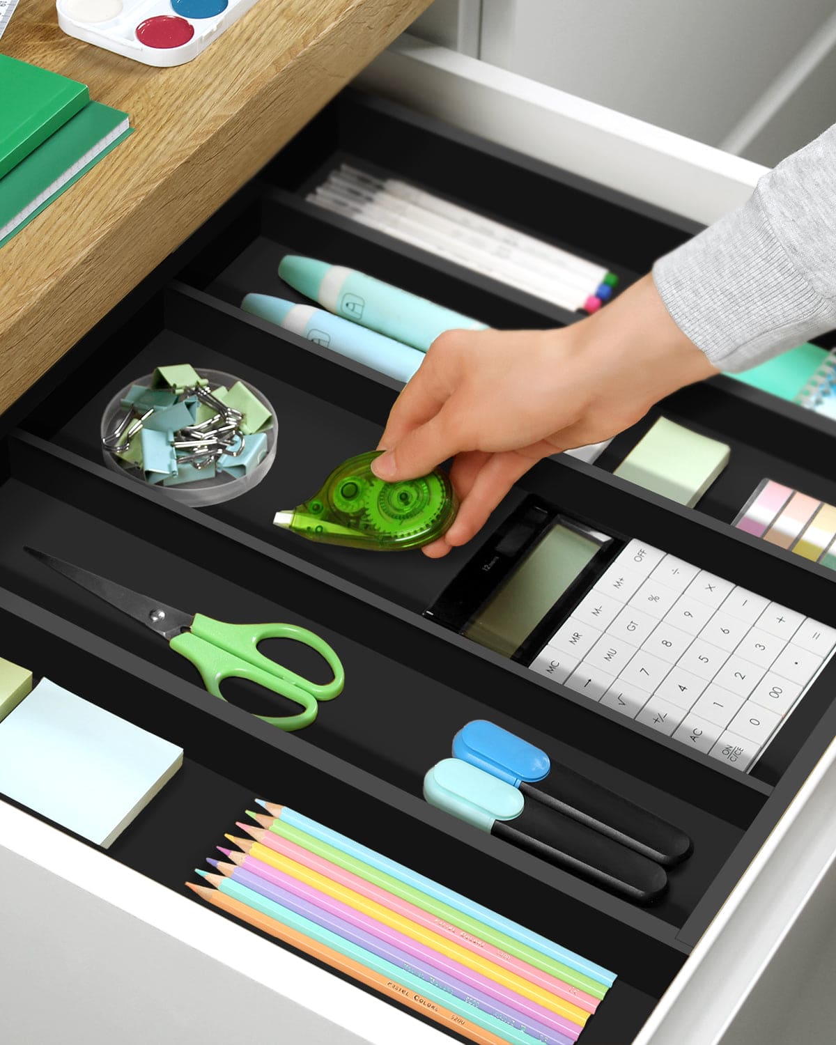 Utensil Drawer Organizer, Black (5 Slots)