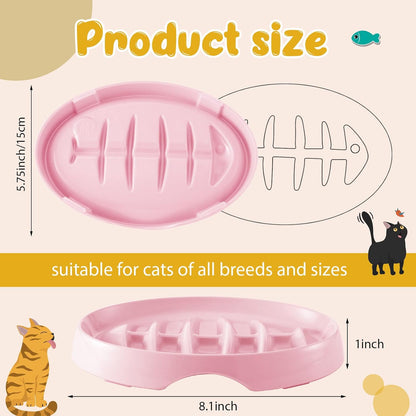 Fishbone Slow Feeder Bowl for Cats & Small Dogs