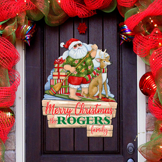Personalized Santa Holiday Welcome Door Hanger