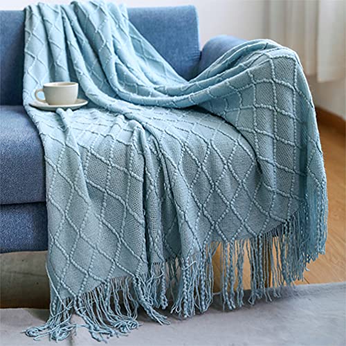 Fennco Diamond Knit Fringe Throw, 50 × 60 Inch