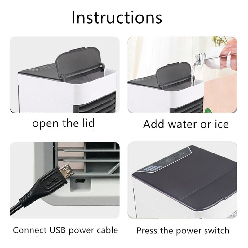 USB Mini Desktop Air Cooler with Humidifier