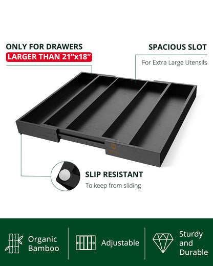 Utensil Drawer Organizer, Black (5 Slots)