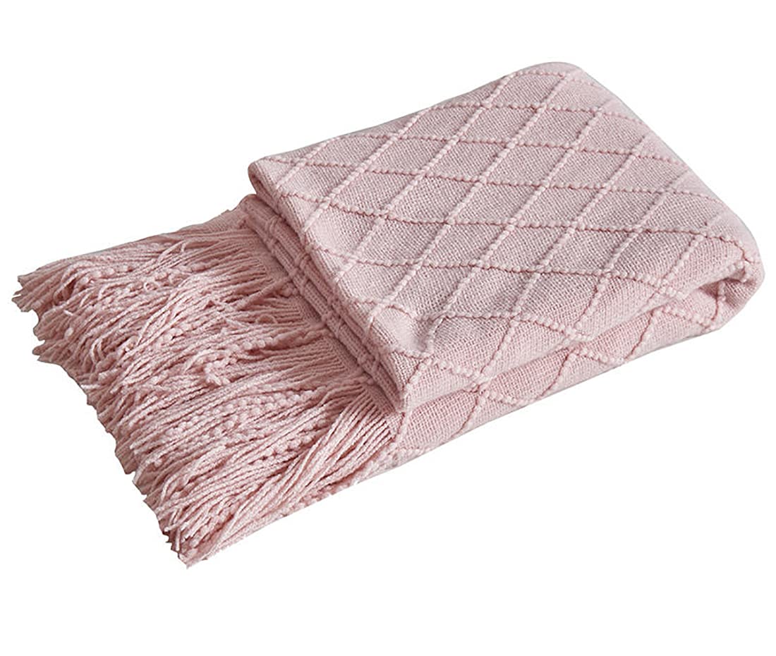 Fennco Diamond Knit Fringe Throw, 50 × 60 Inch