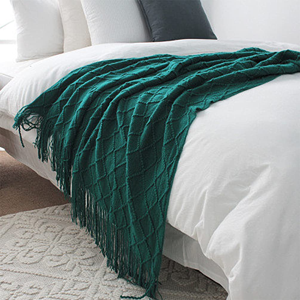 Fennco Diamond Knit Fringe Throw, 50 × 60 Inch