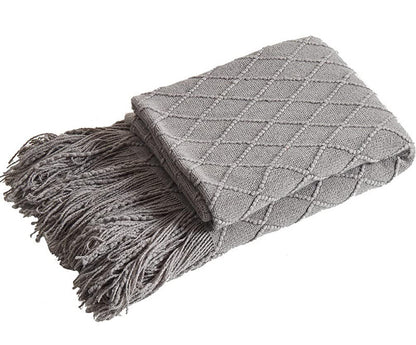 Fennco Diamond Knit Fringe Throw, 50 × 60 Inch