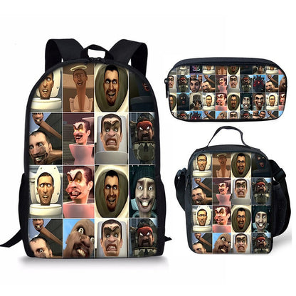 Skibidi Toilet 3-Piece School Backpack Set