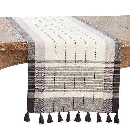 Fennco Striped Tassel Table Runner, 16 × 72 Inch