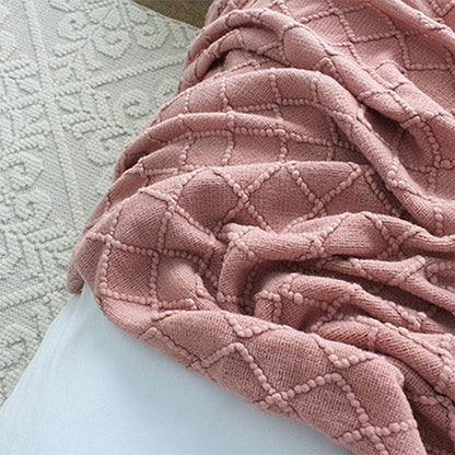 Fennco Diamond Knit Fringe Throw, 50 × 60 Inch