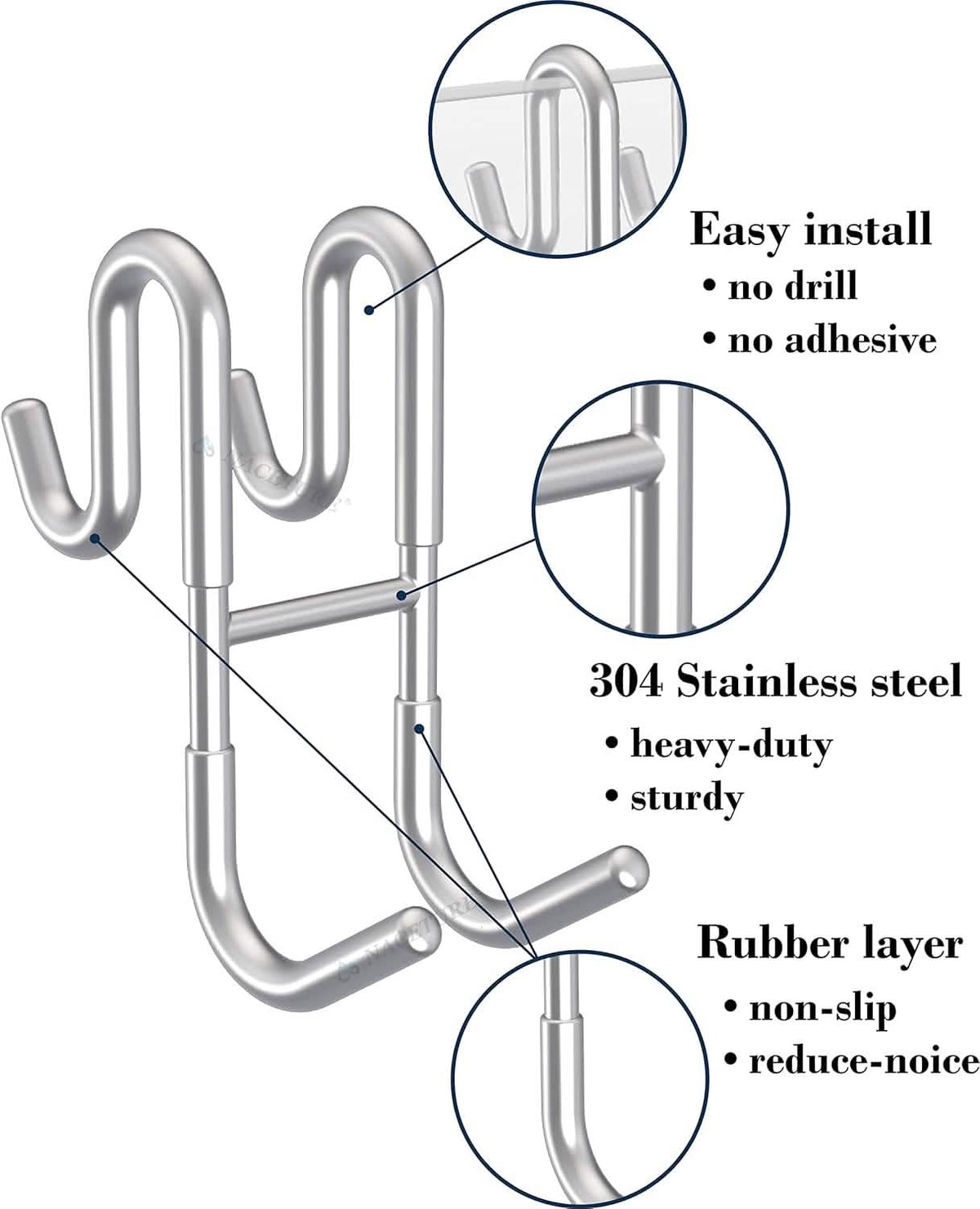 Rust-Resistant Door Mount Shower Hook