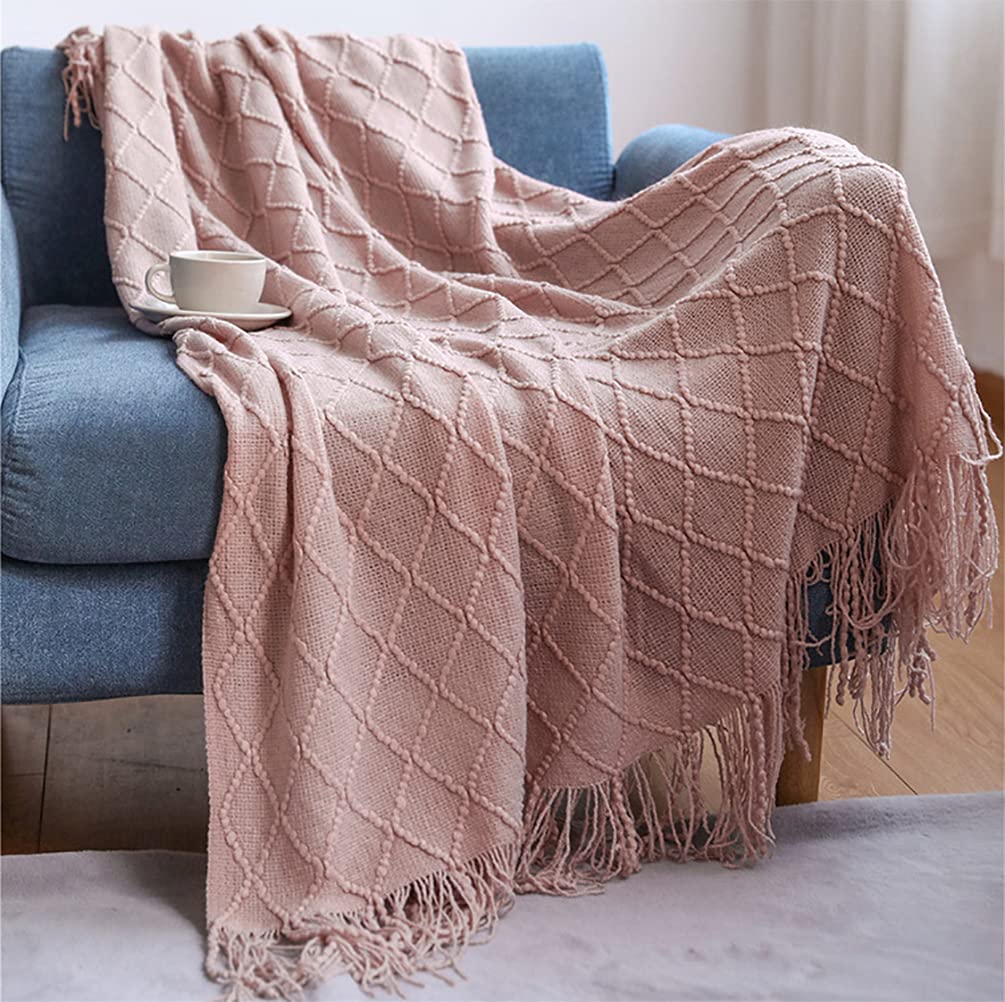 Fennco Diamond Knit Fringe Throw, 50 × 60 Inch