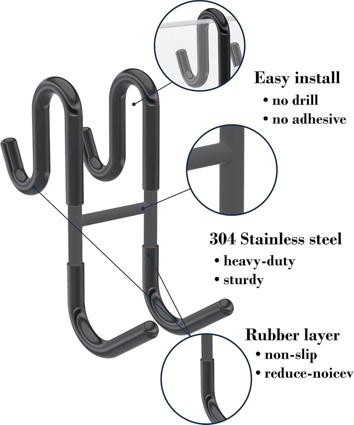 Rust-Resistant Door Mount Shower Hook