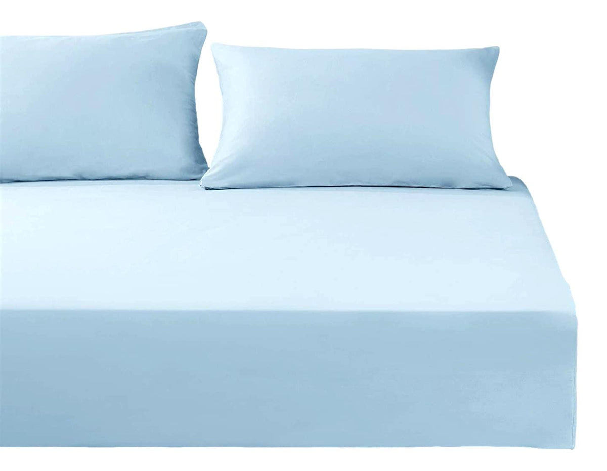 DaDa Cotton Light Sky Blue Fitted Sheet