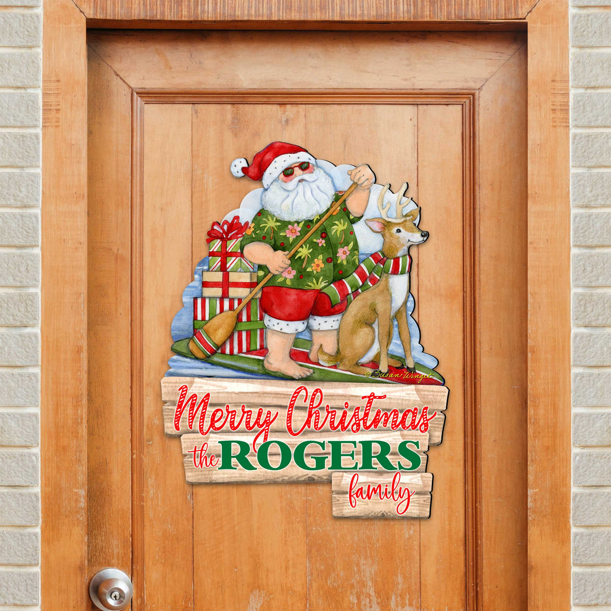 Personalized Santa Holiday Welcome Door Hanger